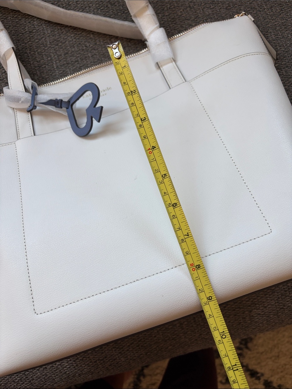 kate spade White Leather Tote with Front Pocket - Picture 6 of 6
